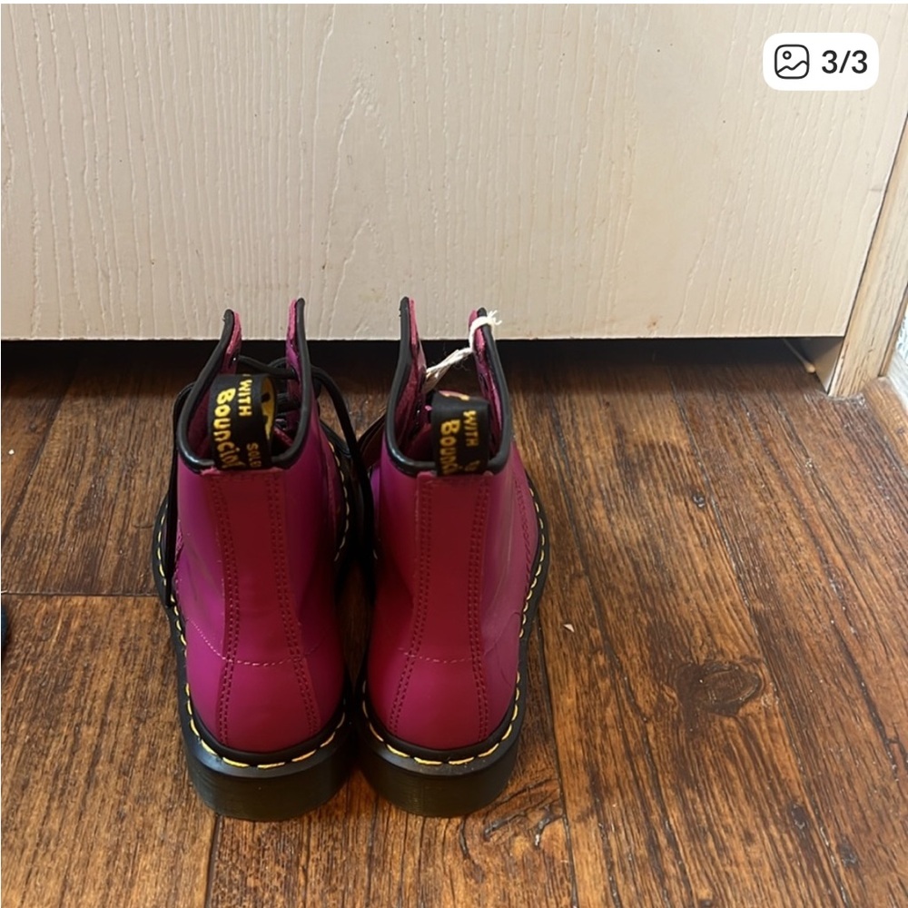 New with tags Dr. Martens Fuchsia Combat Boots - Picture 3 of 3